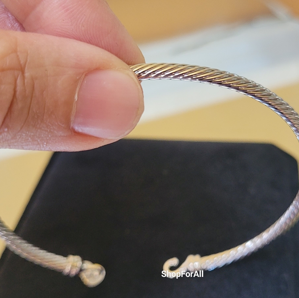 David Yurman Silver Bracelet with Gold Heart Accent - Picture 12 of 16